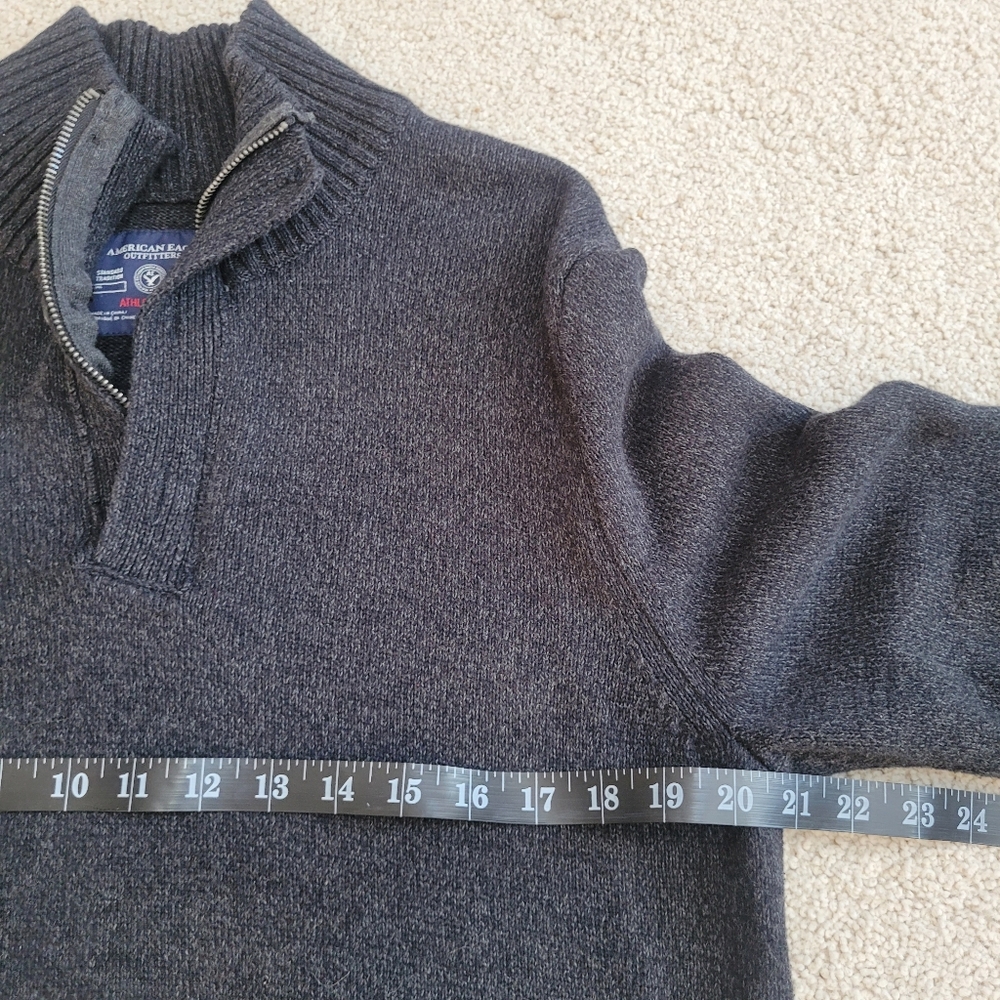 American Eagle Quarter Zip Pullover Sweater Athletic Fit Casual L‎ 100% Cotton - Picture 4 of 8